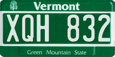 VT license plate XQH832