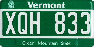 VT license plate XQH833