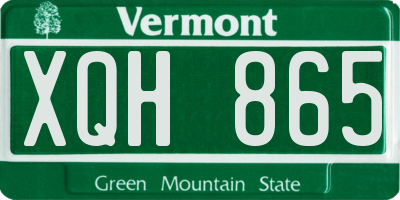 VT license plate XQH865