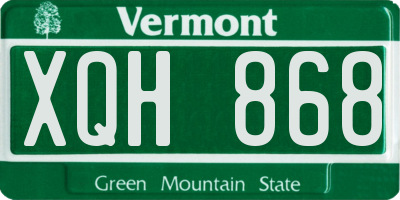 VT license plate XQH868