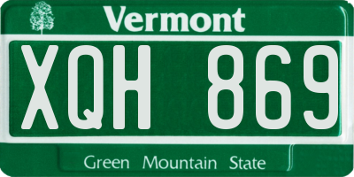 VT license plate XQH869