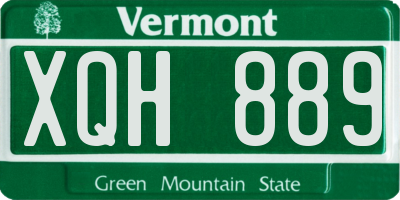VT license plate XQH889