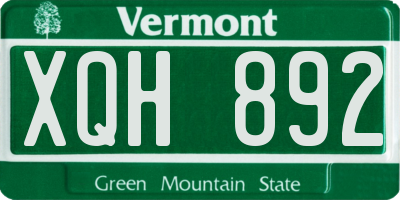 VT license plate XQH892