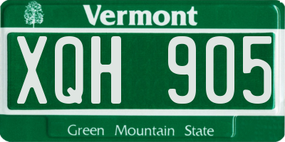 VT license plate XQH905