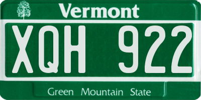 VT license plate XQH922
