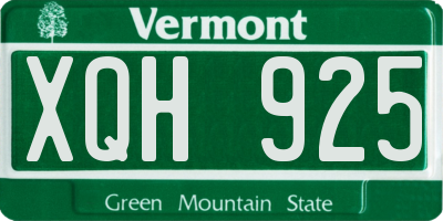 VT license plate XQH925