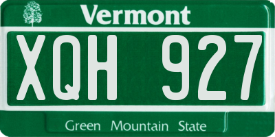 VT license plate XQH927
