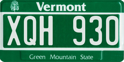 VT license plate XQH930