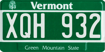 VT license plate XQH932