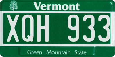 VT license plate XQH933
