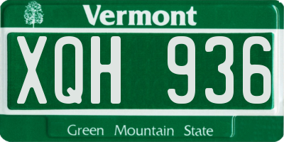 VT license plate XQH936
