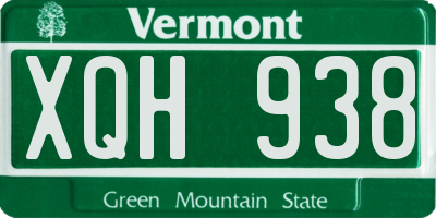 VT license plate XQH938