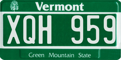 VT license plate XQH959