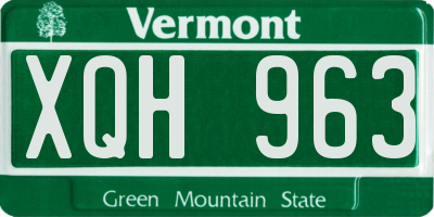 VT license plate XQH963