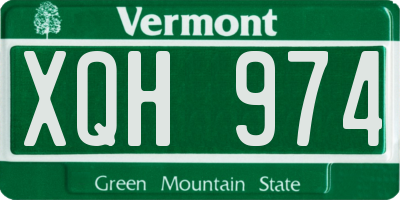 VT license plate XQH974