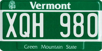 VT license plate XQH980