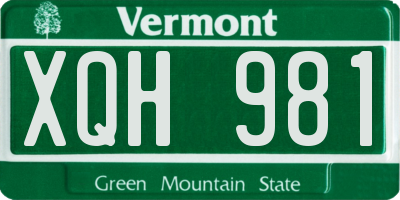 VT license plate XQH981