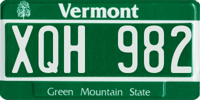 VT license plate XQH982