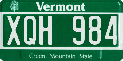 VT license plate XQH984