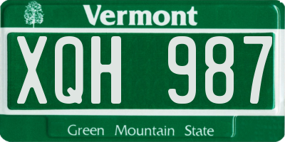 VT license plate XQH987