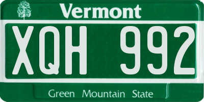 VT license plate XQH992