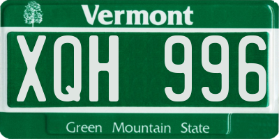 VT license plate XQH996