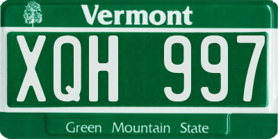 VT license plate XQH997