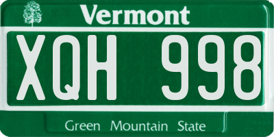 VT license plate XQH998
