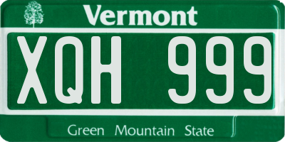 VT license plate XQH999