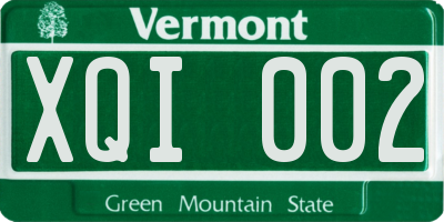 VT license plate XQI002