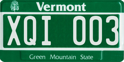 VT license plate XQI003