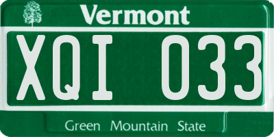 VT license plate XQI033