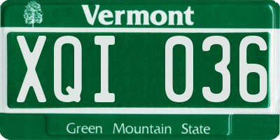 VT license plate XQI036