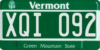 VT license plate XQI092