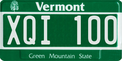 VT license plate XQI100