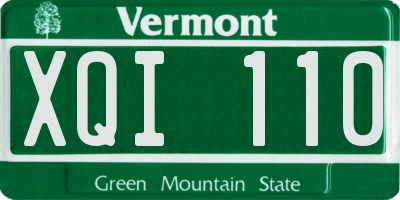VT license plate XQI110