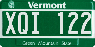 VT license plate XQI122
