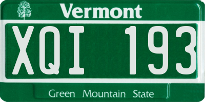 VT license plate XQI193