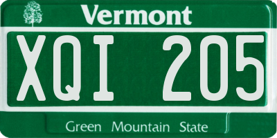VT license plate XQI205