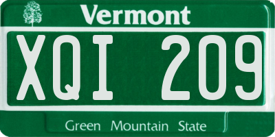 VT license plate XQI209