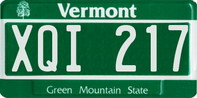 VT license plate XQI217