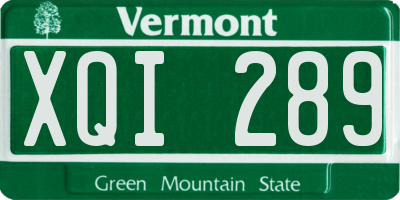 VT license plate XQI289