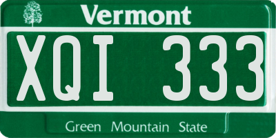 VT license plate XQI333