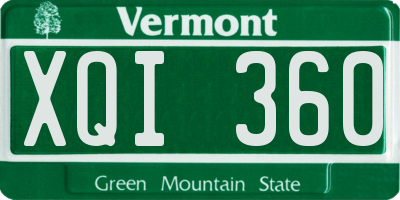 VT license plate XQI360