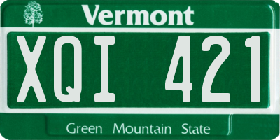 VT license plate XQI421
