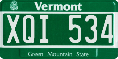 VT license plate XQI534