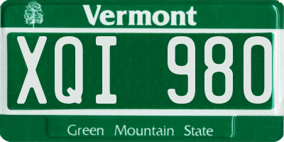 VT license plate XQI980