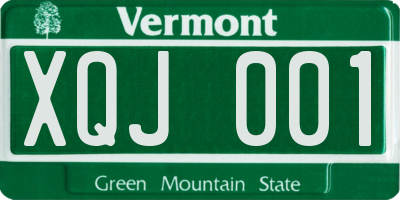 VT license plate XQJ001