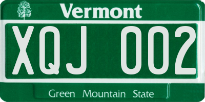 VT license plate XQJ002