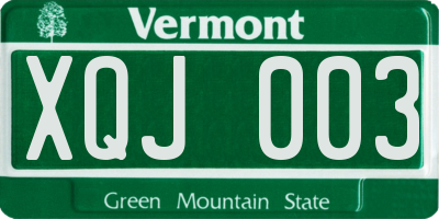 VT license plate XQJ003